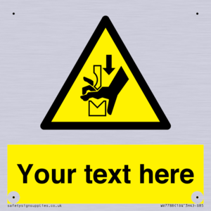 Custom warning hand crushing between press brake tool